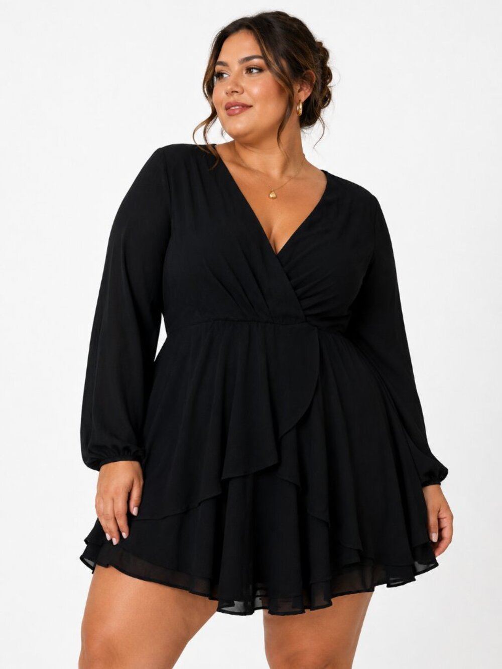 Black Flowy Ruffle Mini Dress | Romantic Chic Date Night Party Dress
